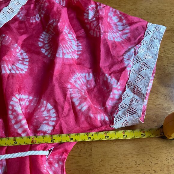 NWOT Size Medium Calypso St. Barth for Target silk pink white tie-dye caftan - Picture 9 of 11